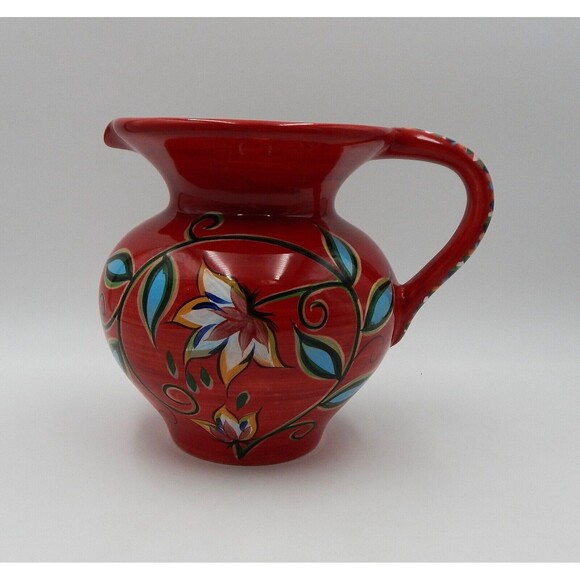 Southern Living at Home Gail Pittman Bountiful Red Large Pitcher Floral 80 Ounce - Picture 3 of 10